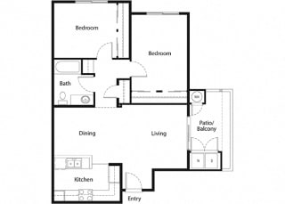 2 bed 2 bath floorplan 2 bed 2 bath floorplan at Sumida Gardens Apartments, California