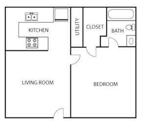 Floor Plan A1 at Garden Place Apartments in Waco, Texas, TX