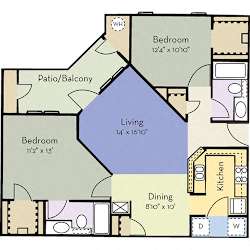 St. Andrews Floor Plan at Greensview Apartment Homes, Aurora, Colorado, CO