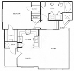 A2 (Traditional) Floor Plan at Island Park Apartments in Shreveport, Louisiana, LA