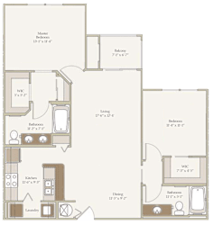 Magnolia Floor Plan 2bed, 2 bath at Oakleaf Plantation Apartments in Jacksonville, FL
