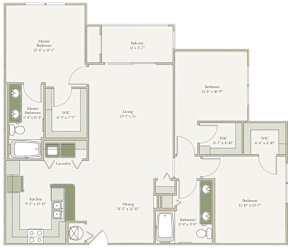 The Royal Palm (unfurnished) Floorplan at Ultris Oakleaf Plantation