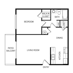 Floor Plan A at Laurel Parc Apartments in Shreveport, Louisiana, LA