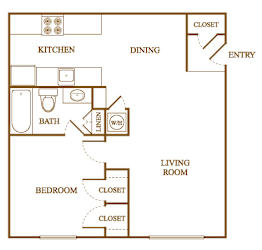 A2 Floor Plan at Orleans Square Apartments in Shreveport, Louisiana, LA