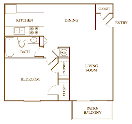 A4 Floor Plan at Orleans Square Apartments in Shreveport, Louisiana, LA