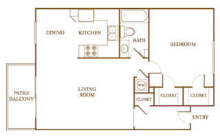 A7 Floor Plan at Orleans Square Apartments in Shreveport, Louisiana, LA