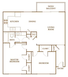 B1 Floor Plan at Orleans Square Apartments in Shreveport, Louisiana, LA