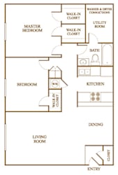 B3 Floor Plan at Orleans Square Apartments in Shreveport, Louisiana, LA
