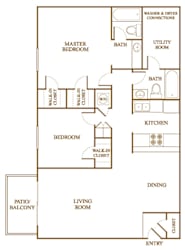 B6 Floor Plan at Orleans Square Apartments in Shreveport, Louisiana, LA