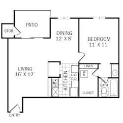 Floor Plan A3 at Rock Creek Apartments in Dallas, TX