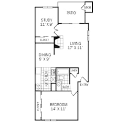 Floor Plan D1 at Rock Creek Apartments in Dallas, TX