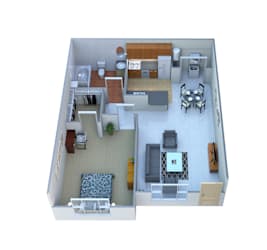 1 Bed Floorplan at San Martin Apartments, Glendale, 85301
