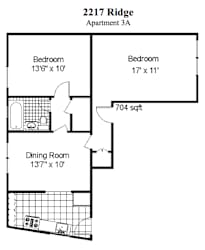 Floor Plan 1 Bedroom, 1 Bath