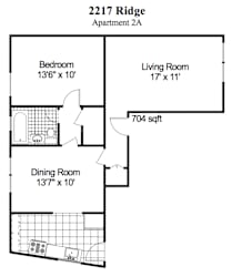 Floor Plan 1 Bedroom, 1 Bath
