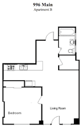 Floor Plan 1 Bedroom, 1 Bath