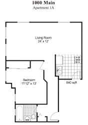 Floor Plan 1 Bedroom, 1 Bath