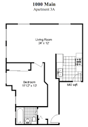 Floor Plan 1 Bedroom, 1 Bath