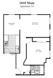 Floor Plan 2 Bedroom, 1 Bath