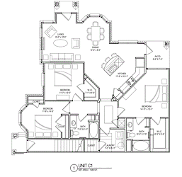 3 bed 2 bath B Floor Plans at Audubon Park Apartment Homes, Louisiana