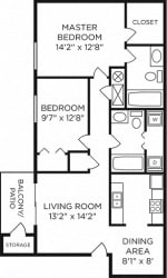 Floor Plan Two Bed Two Full Bath