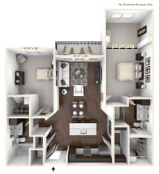 B1 - 2 Bed - 2 Bath With Den Floor Plan B1 - 2 Bed - 2 Bath With Den Floor Plan at Avant Apartments, Carmel, IN, 46032