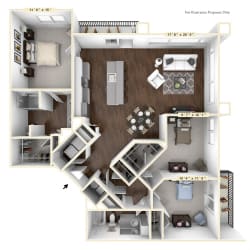 C1 - 3 Bed - 2 Bath Floor Plan C1 - 3 Bed - 2 Bath Floor Plan at Avant Apartments, Indiana, 46032