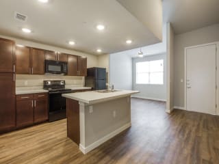 A3 Floor Plan Kitchen at Aviator at Brooks Apartments, San Antonio, 78235
