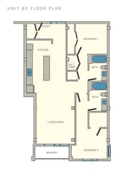 2 bed 2 bath B3 Floor Plan at Aviator at Brooks Apartments, Clear Property Management, San Antonio