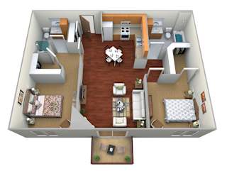 2 bed 2 bath floor plan at Clearwater Estates 2 Apartments, Minnesota, 56425