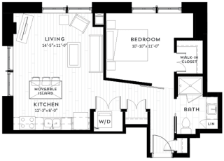 1K Floor plan at Custom House, St. Paul, MN