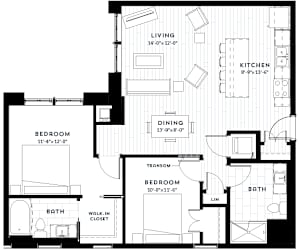2E Floor plan at Custom House, St. Paul, MN 55101