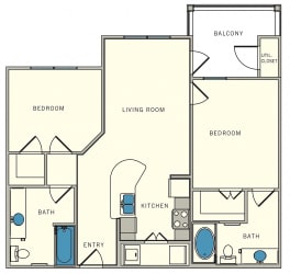 Unit B1 - two bed, two bath, The Lookout at Comanche Hill | Unit B1 - two bed, two bath , at CLEAR Property Management , The Lookout at Comanche Hill Apartments, Texas