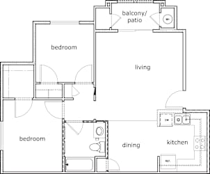 Bidwell Park 2 Bed 1 Bath 814 SF
