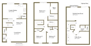 3 bedroom Inside floor plan at Carlson Woods Townhome