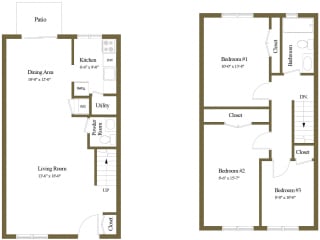 3 bedroom 1.5 bathroom with den at McDonogh Village Apartments & Townhomes, Randallstown, MD