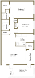 2 bedroom 2 bathroom floor plan at The Village of Pine Run Apartments in Windsor Mill, MD