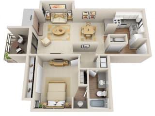Floor Plan 1 Bed  and 1 Bath