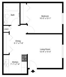 Floor Plan 1 Bed 1 Bath