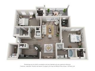 1311 Sq Ft Dixon Floor Plan at Greystone Pointe, Knoxville, TN, 37932