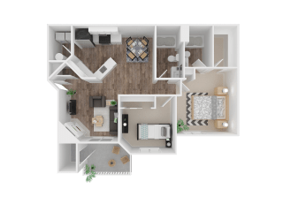 The Arden Apartments l 1 Bed Floor Plan Two Bedroom Floor Plan Apartment For Rent in Gresham OR 97080 l The Arden