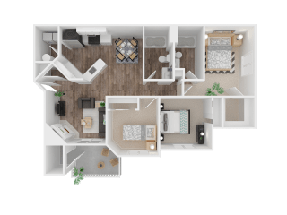 Three Bedroom, Two Bath - Renovated - 1139 SqFt Floor Plan Three Bed, Two Bath - Renovated - 1139 SqFt