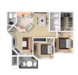 The Arden Apartments l 2 Bed Floor Plan 2 Bedroom Floor Plan Apartment For Rent in Gresham OR 97080 l The Arden
