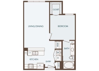 Cityplace Heights Apartments floor plan - A1 - 1Bedroom 1Bathroom - 2D Cityplace Heights Apartments floor plan - A1 - 1Bedroom 1Bathroom - 2D
