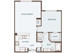 Cityplace Heights Apartments floor plan - A4 - 1Bedroom 1Bathroom - 2D Cityplace Heights Apartments floor plan - A4 - 1Bedroom 1Bathroom - 2D