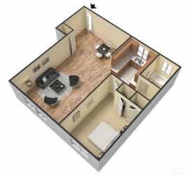 Floor Plan 1 Bed 1 Bath 850 Sq. Ft.