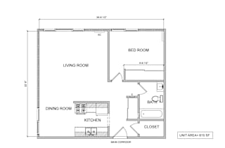 Floor Plan 1 Bedroom Large