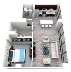 One Bedroom One Bath D at The Grand, Kansas City, 64106