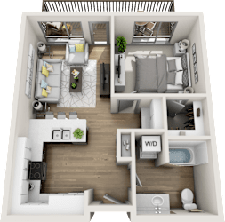 Floor Plan One Bedroom-One Bath  Type 1.1