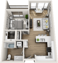Floor Plan One Bedroom-One Bath