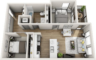 Floor Plan One Bedroom - One Bath w/Den